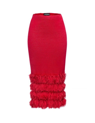 Andreeva Red Knit Skirt With Handmade Details