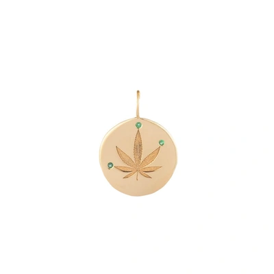 Ali Grace Jewelry Gold & Emerald Cannabis Leaf Charm