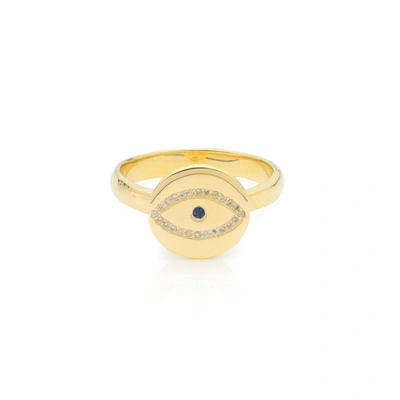 Ali Grace Jewelry Gold, Diamond & Sapphire Evil Eye Ring