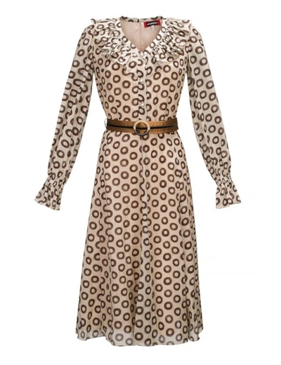 Andreeva Dots Dress With Pearl Buttons In Beige
