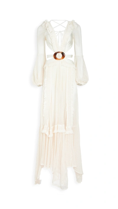 Patbo Long Sleeve Fringe Beach Dress In Ivory