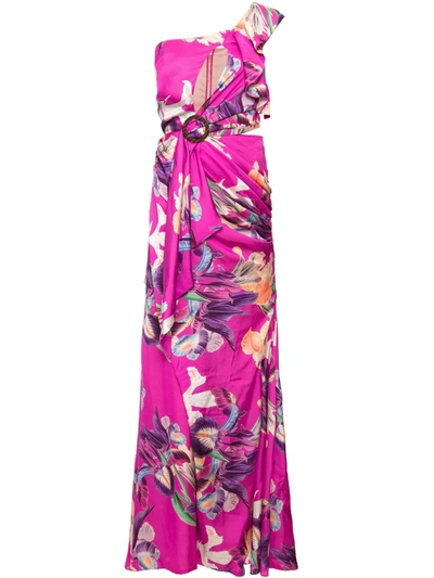 Patbo Grace Print One Shoulder Maxi Dress In Pink