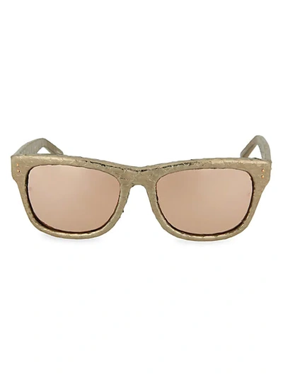 Linda Farrow 52mm Leather-detailed Novelty Square Sunglasses