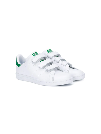 Adidas Originals Kids' Stan Smith Touch-strap Sneakers In Cloud White/cloud White/green