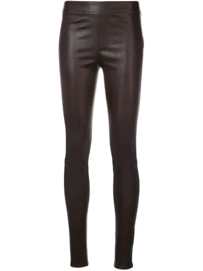 Helmut Lang Leather Skinny Pants In Pink