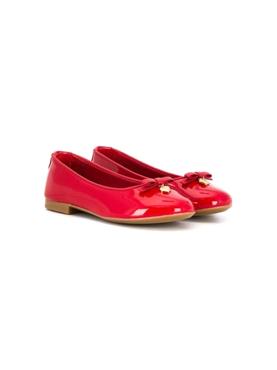 Dolce & Gabbana Kids' Patent Leather Ballet Flats With Charm In Red