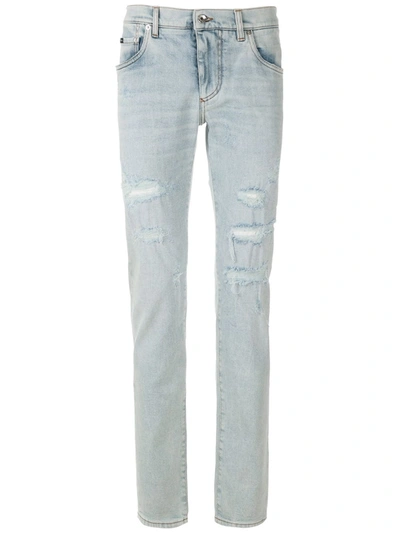 Dolce & Gabbana Distressed Detail Jeans In Blue
