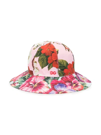 Dolce & Gabbana Kids' Floral Print Sun Hat In Pink