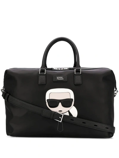 Karl Lagerfeld Ikonik Trolley Weekender Bag In Black
