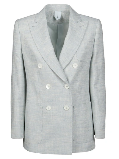 Max Mara Double-breasted Melange Blazer In Green