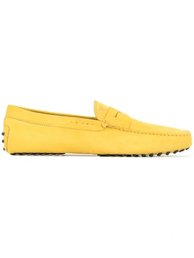 Tod's Gommino Driving Shoes In Leather In Yellow