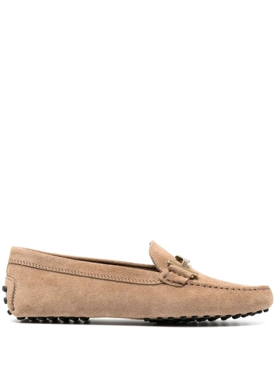 Tod's Gommino Driving Shoes In Suede In Beige
