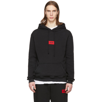 424 Embroidered Logo Cotton Hoodie In Black
