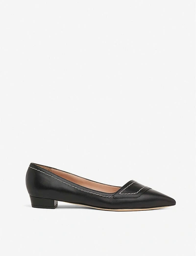 Lk Bennett Polly Pointed Leather Shoes In Bla-black
