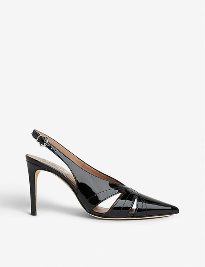 Lk Bennett Helena Cut-out Patnent-leather Courts In Bla-black