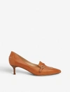 Lk Bennett Farah Buckle-embellished Leather Courts In Bro-tan