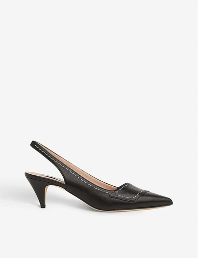 Lk Bennett Hiedi Pointed-toe Leather Courts In Bla-black