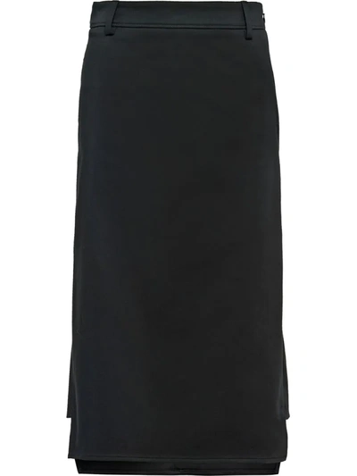 Prada Stretch Sateen Skirt In Black