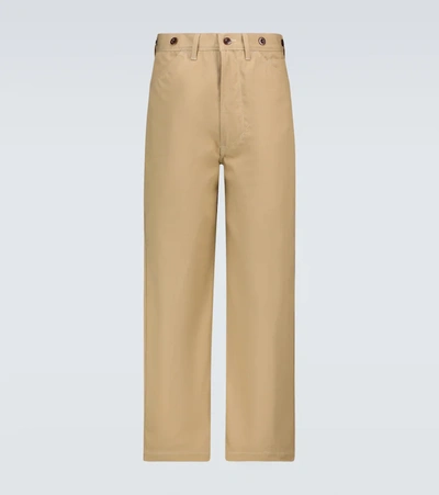 Junya Watanabe Wide-leg Cotton Chino Pants In Beige