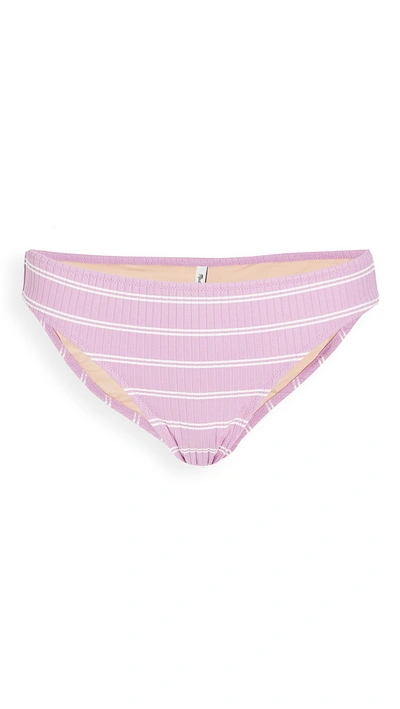 Madewell Rib Devon Hipster Bikini Bottoms In Purple Stripe