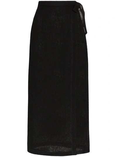 Lisa Marie Fernandez Sheer Wrap Midi Skirt In Black
