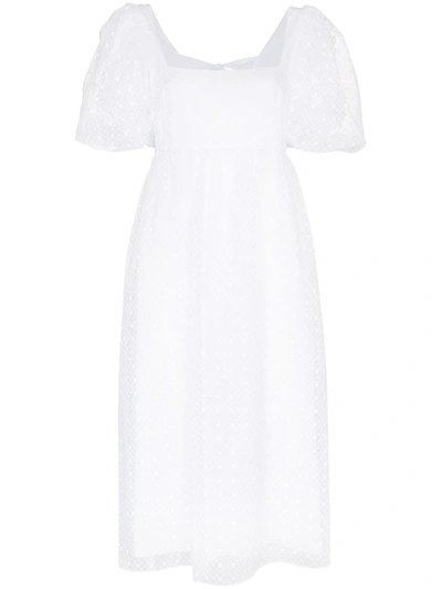 Masterpeace Embroidered Cotton Midi Dress In White