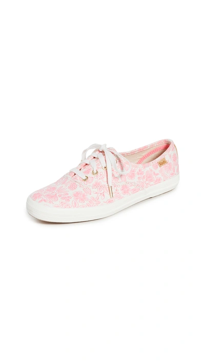 Keds X Rifle Paper Co Champion Moxie Floral Sneakers In Neon Floral Pink