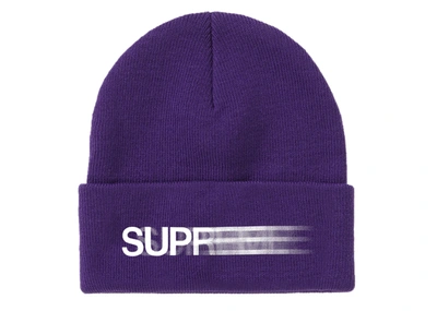 Pre-owned Supreme  Motion Logo Beanie Purple