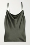 L Agence Kay Cowl-neck Silk Charmeuse Tank In Beetle