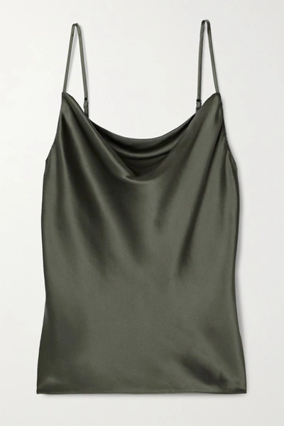 L Agence Kay Cowl-neck Silk Charmeuse Tank In Beetle