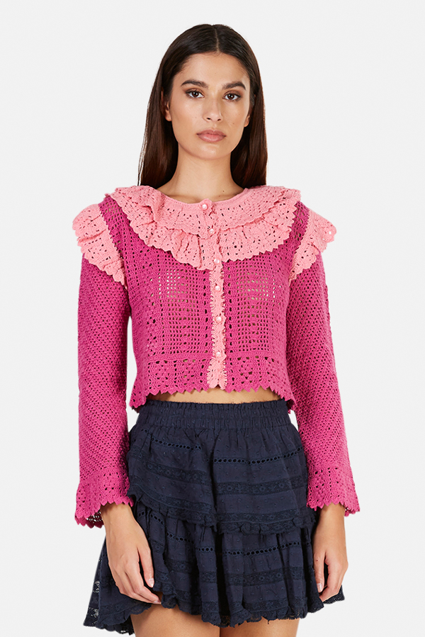 raspberry pink cardigan
