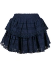 Loveshackfancy Ruffled Mini Skirt In Blue