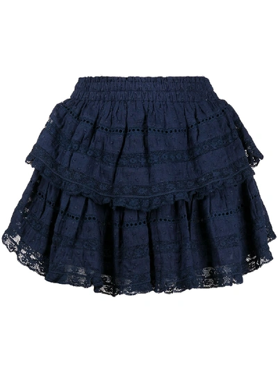 Loveshackfancy Ruffled Mini Skirt In Blue