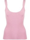 Zimmermann Wavelength Asymmetric Ribbed-knit Tank Top In Pink