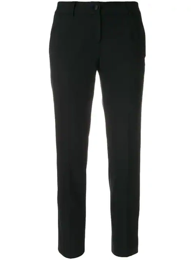 Dolce & Gabbana Logo Piped Cropped Trousers In Black