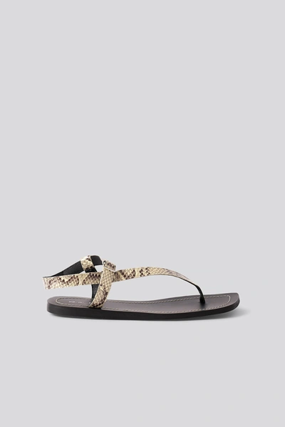 Na-kd Leather Toe Strap Flats Multicolor In Snake