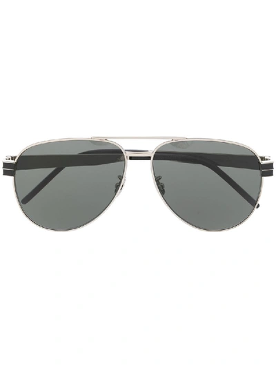 Saint Laurent Slm53 Aviator-style Sunglasses In Silver