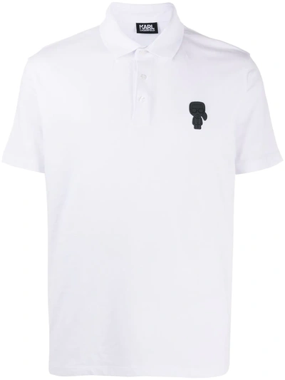 Karl Lagerfeld Ikonik Badge Polo Shirt In White