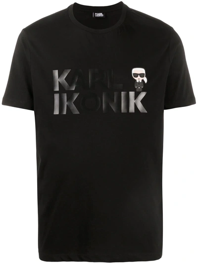 Karl Lagerfeld Men's Short Sleeve T-shirt Crew Neckline Jumper Ikonik In Black