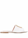 Moschino Couture Leather Sandal With Monogram In White