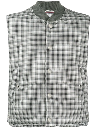 Thom Browne Checked Gilet In Grey