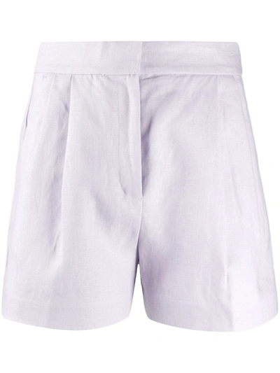 Michael Michael Kors High-rise Linen Shorts In Purple