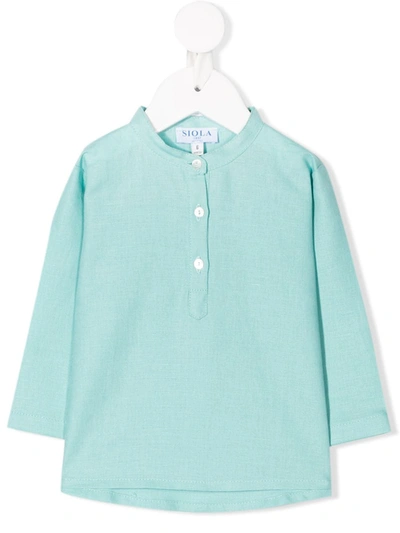 Siola Babies' Mandarin Collar Shirt In Blue