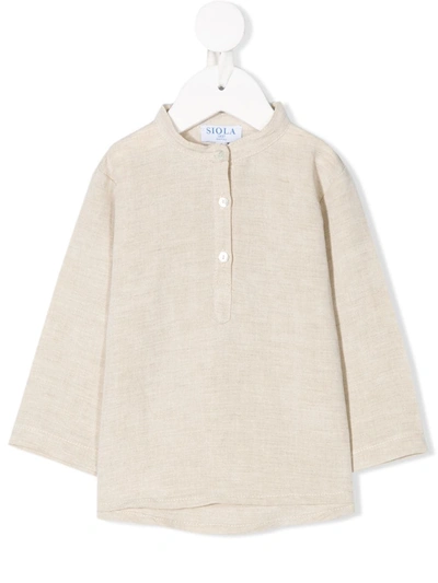 Siola Babies' Mandarin Collar Shirt In Neutrals