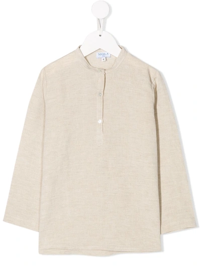 Siola Kids' Mandarin Collar Shirt In Neutrals