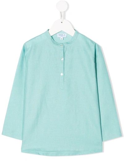Siola Kids' Mandarin Collar Shirt In Blue