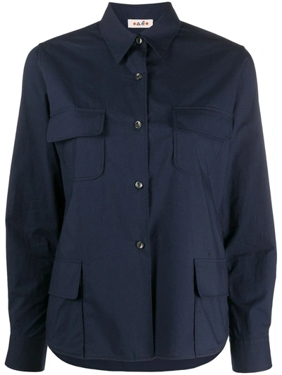 Alberto Biani Slip-front Shirt Jacket In Blue