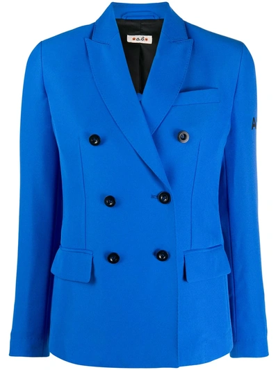 Alberto Biani Double-breasted Logo Blazer In Blue