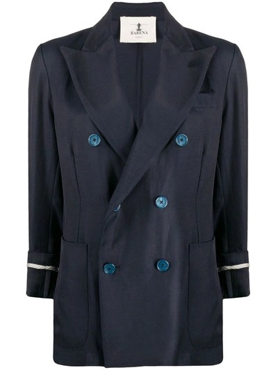 Barena Venezia Riccarda Double Breasted Jacket Loose Fit In Navy