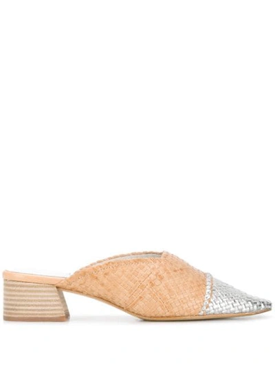 Miista Woven Contrast Toe Cap Mules In Neutrals